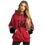 customized miami redhawks striped sleeves red hoodie best selling
