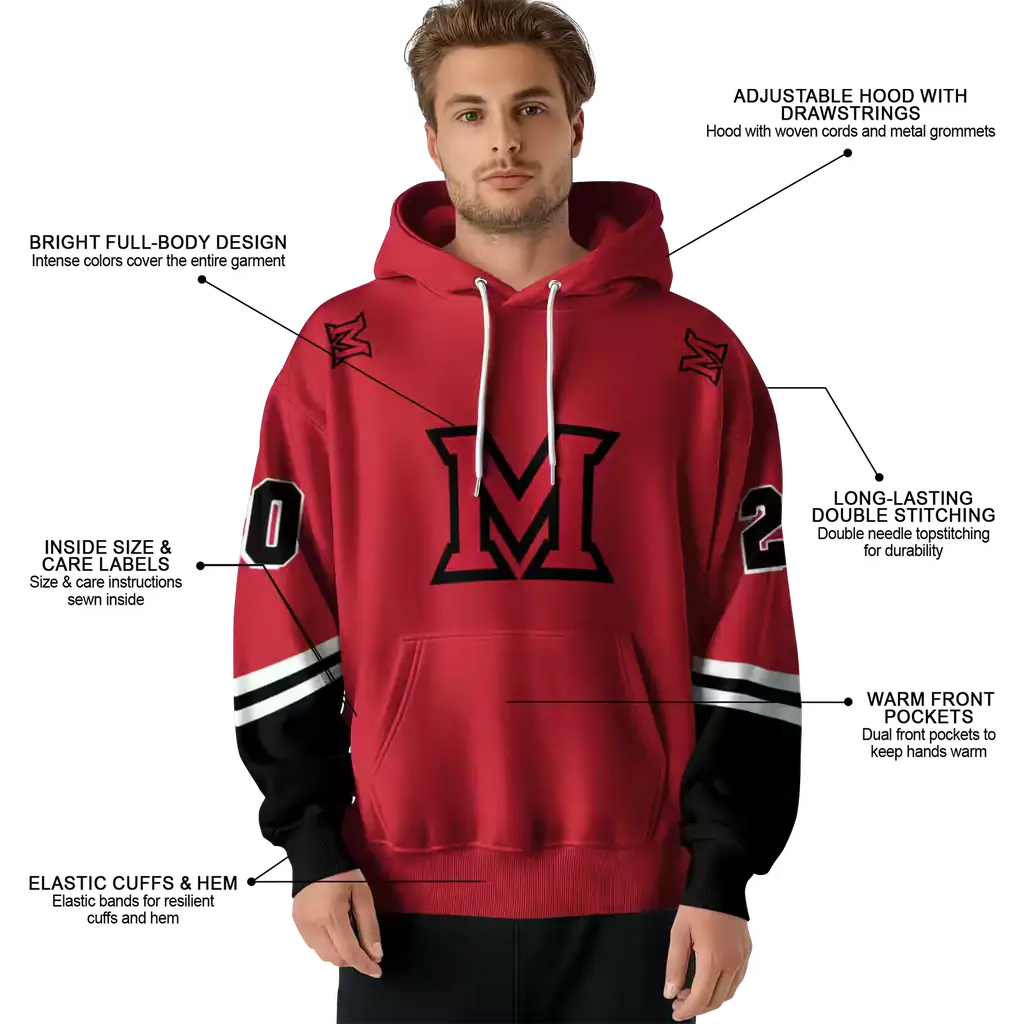 customized miami redhawks striped sleeves red hoodie latest model customized miami redhawks striped sleeves red hoodie latest model