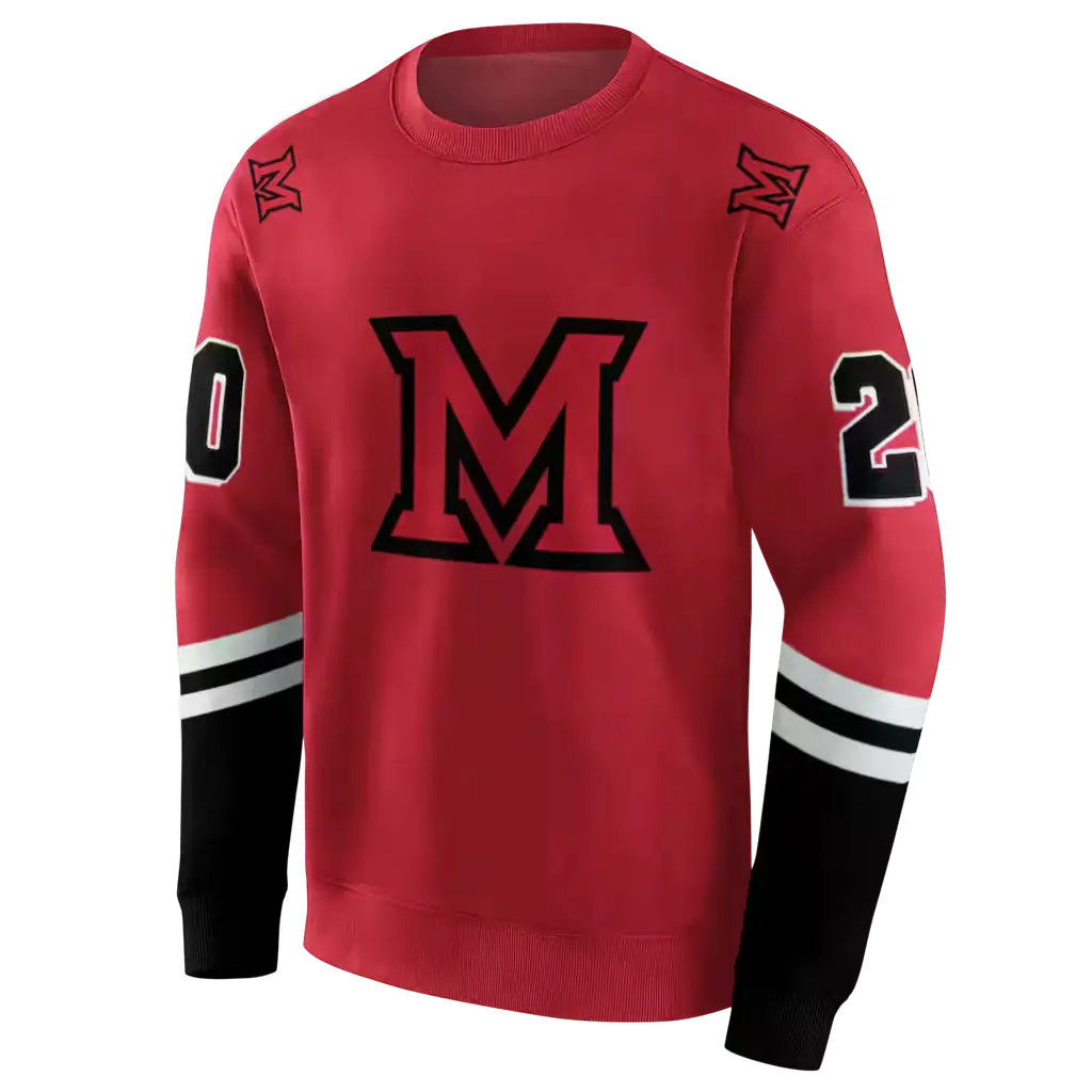 customized miami redhawks striped sleeves red hoodie new arrival customized miami redhawks striped sleeves red hoodie new arrival