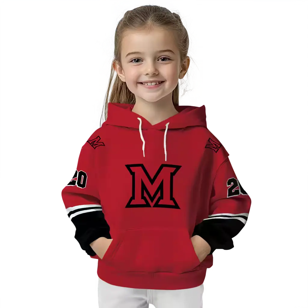 customized miami redhawks striped sleeves red hoodie top rated customized miami redhawks striped sleeves red hoodie top rated