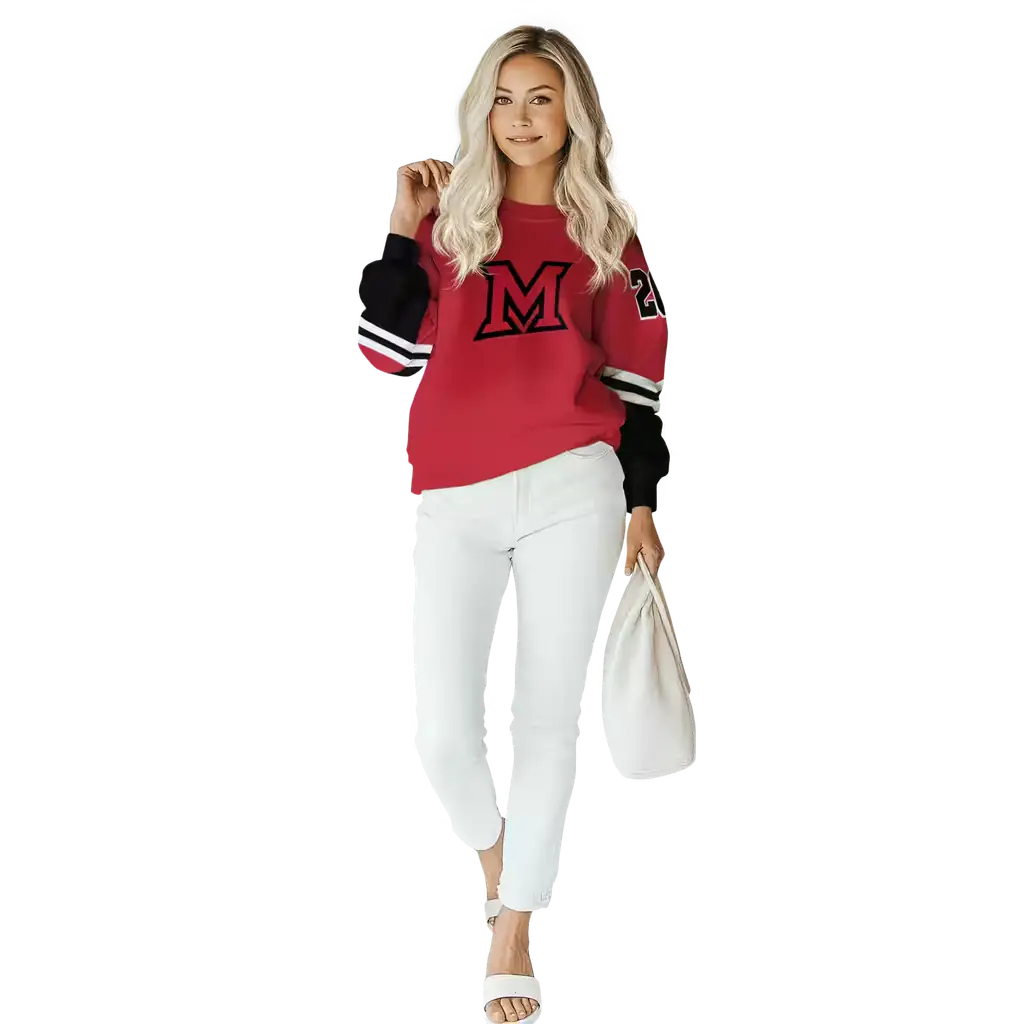 customized miami redhawks striped sleeves red hoodie trendy customized miami redhawks striped sleeves red hoodie trendy