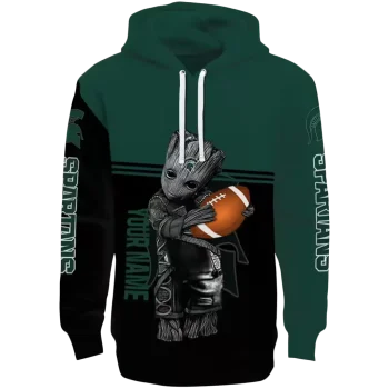 customized michigan state spartans baby groot green black hoodie best selling