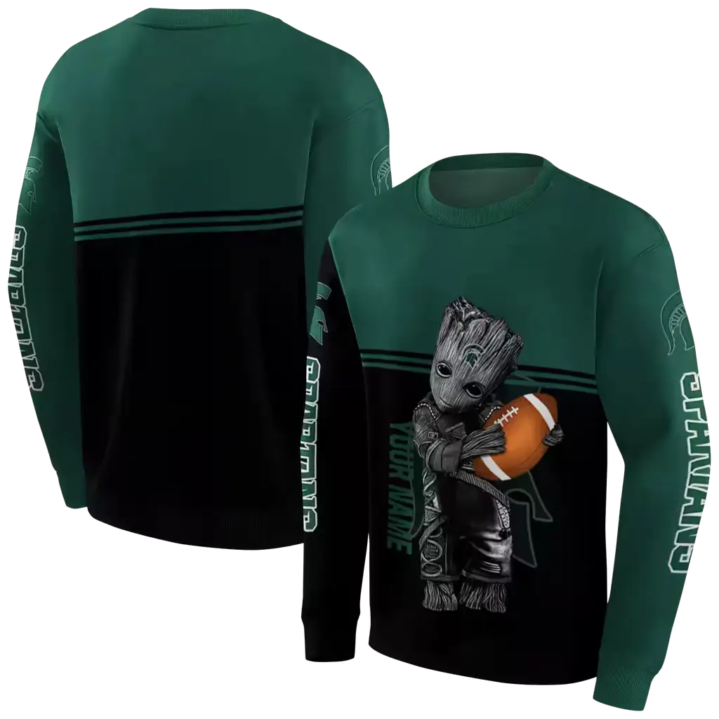 customized michigan state spartans baby groot green black hoodie premium grade customized michigan state spartans baby groot green black hoodie premium grade