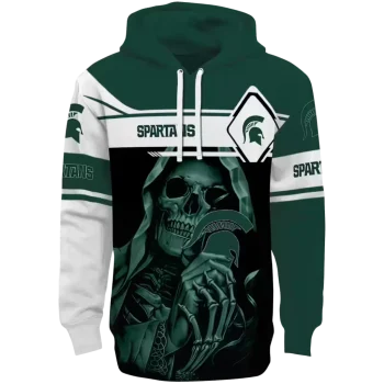 customized michigan state spartans grim reaper green black hoodie best selling