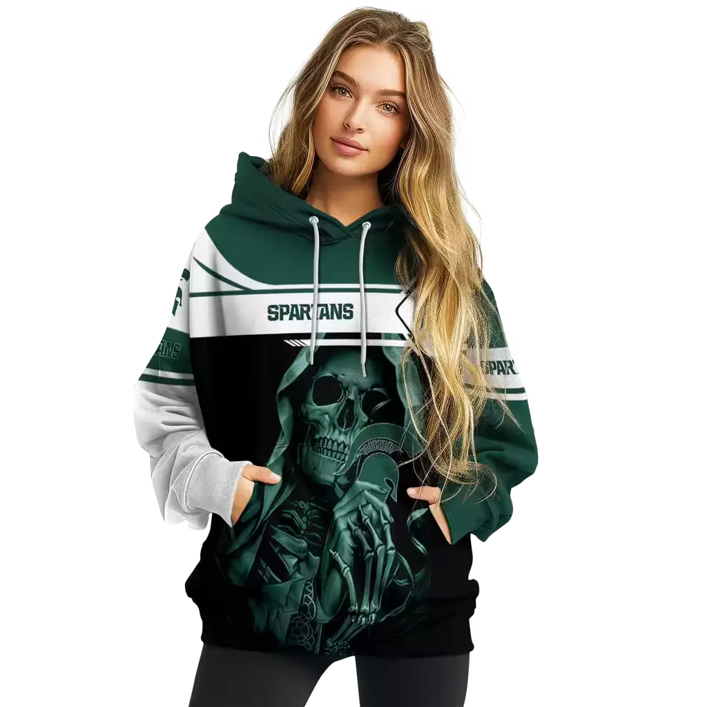 customized michigan state spartans grim reaper green black hoodie high quality customized michigan state spartans grim reaper green black hoodie high quality