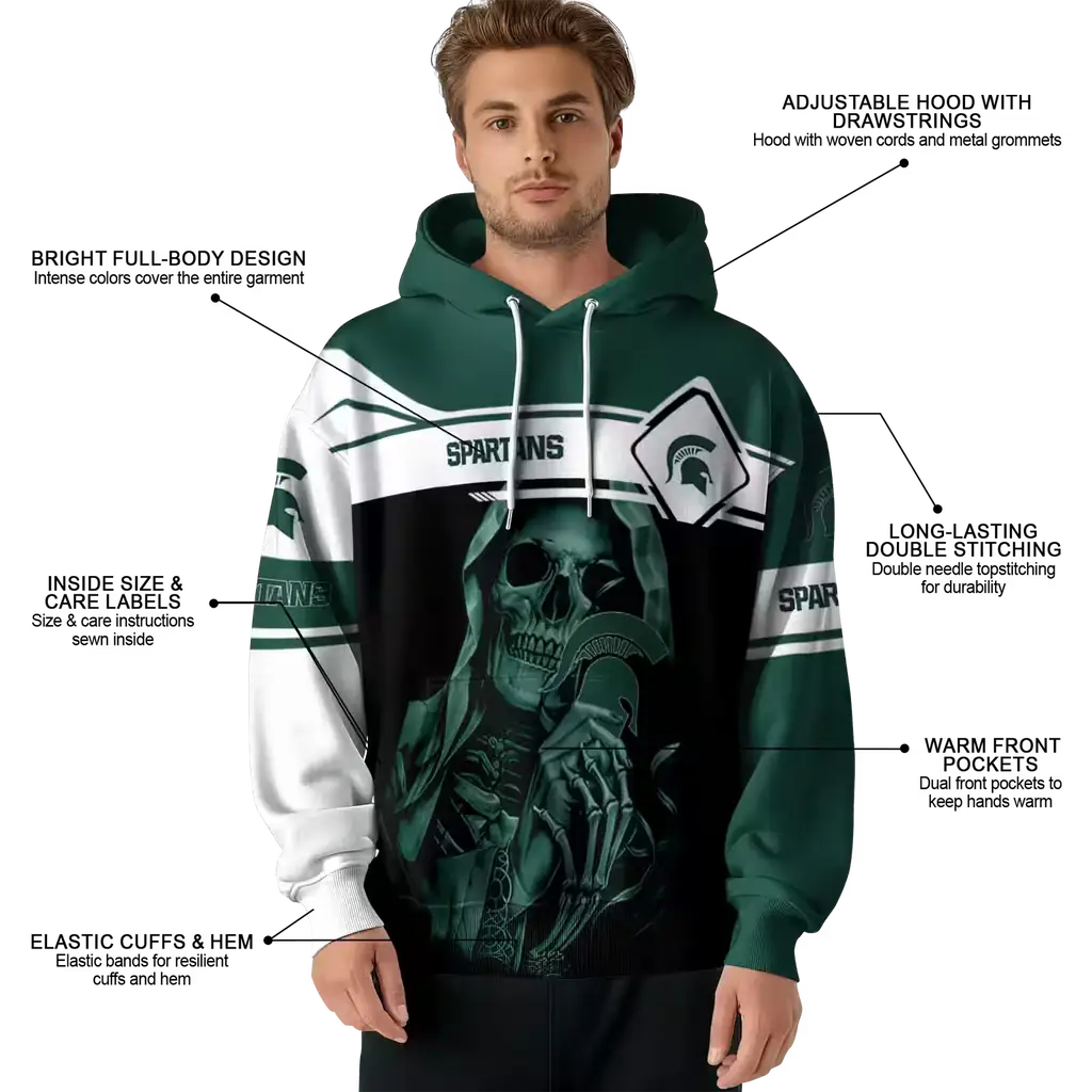 customized michigan state spartans grim reaper green black hoodie latest model customized michigan state spartans grim reaper green black hoodie latest model