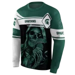 customized michigan state spartans grim reaper green black hoodie best selling