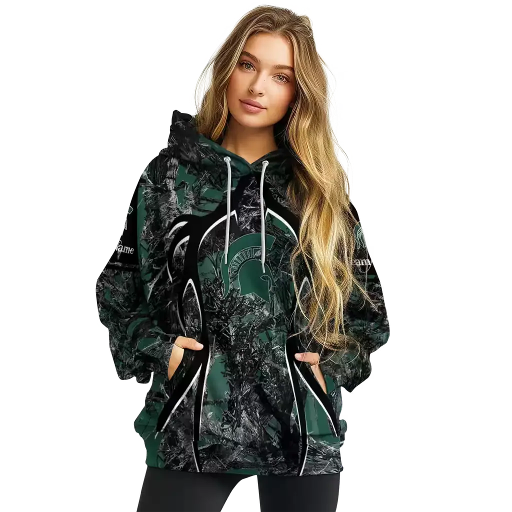 customized michigan state spartans hunting theme green black hoodie high quality customized michigan state spartans hunting theme green black hoodie high quality