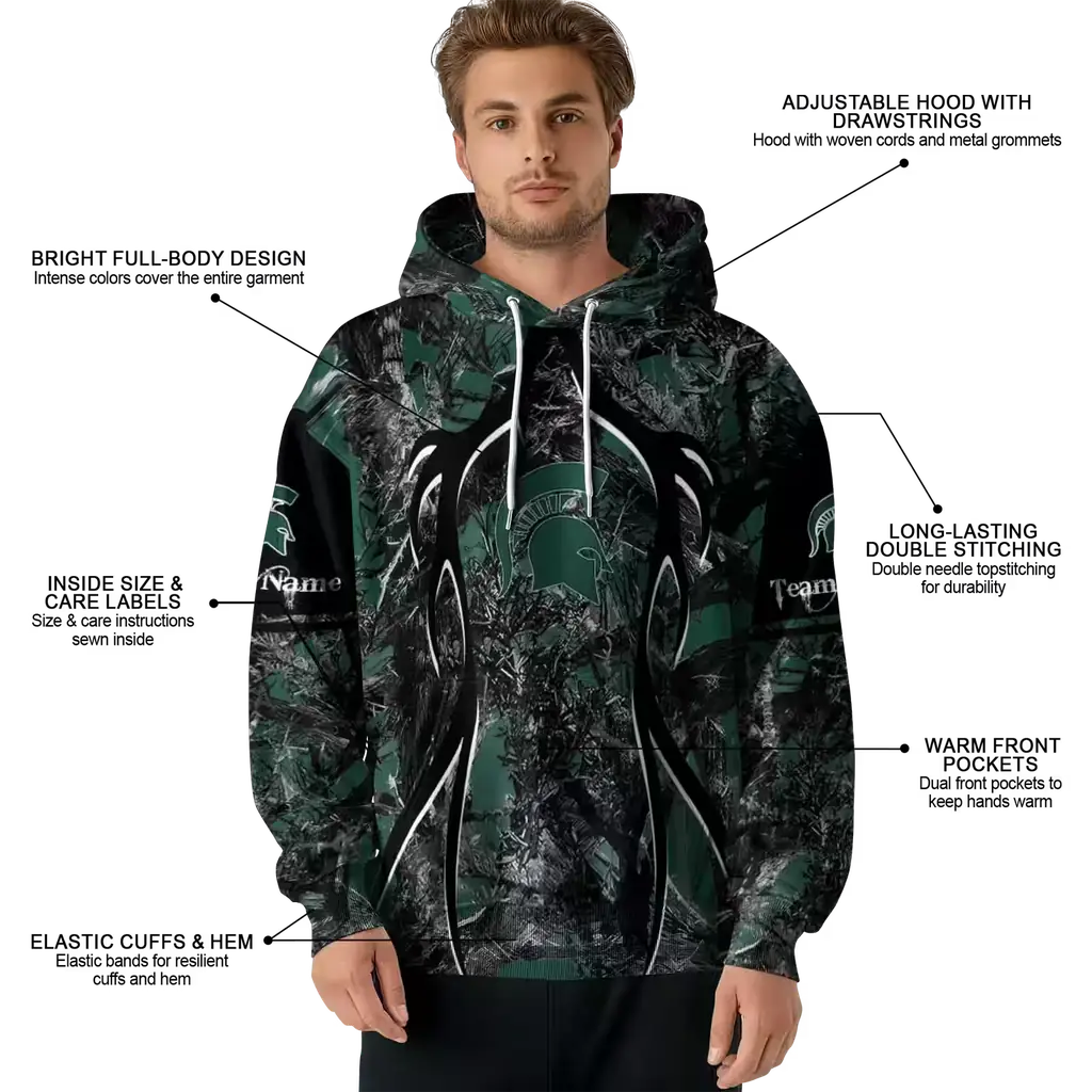 customized michigan state spartans hunting theme green black hoodie latest model customized michigan state spartans hunting theme green black hoodie latest model