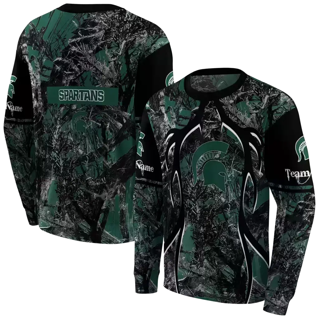 customized michigan state spartans hunting theme green black hoodie premium grade customized michigan state spartans hunting theme green black hoodie premium grade