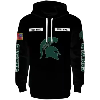 customized michigan state spartans punisher skull black hoodie best selling