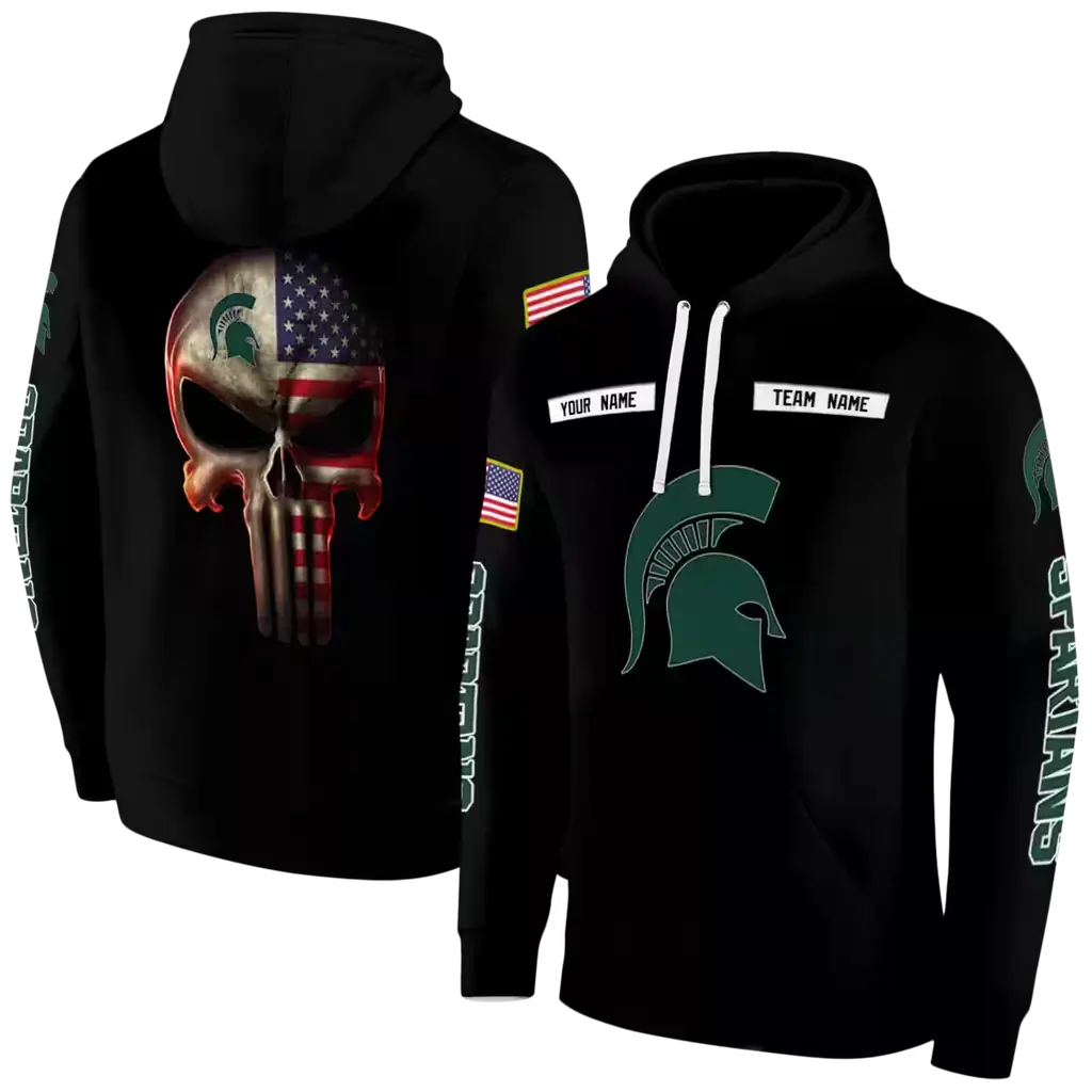 customized michigan state spartans punisher skull black hoodie fashion forward customized michigan state spartans punisher skull black hoodie fashion forward