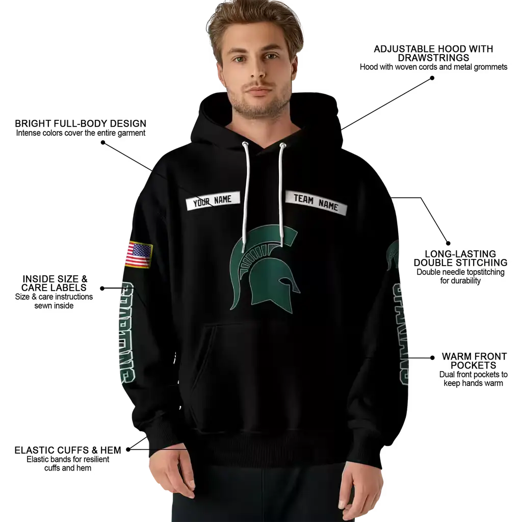 customized michigan state spartans punisher skull black hoodie latest model customized michigan state spartans punisher skull black hoodie latest model
