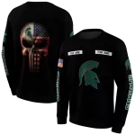 customized michigan state spartans punisher skull black hoodie best selling