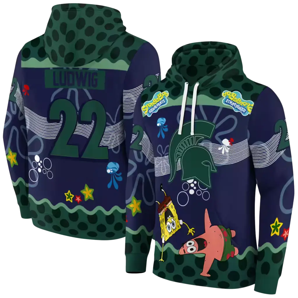 customized michigan state spartans spongebob patrick star green navy hoodie fashion forward customized michigan state spartans spongebob patrick star green navy hoodie fashion forward