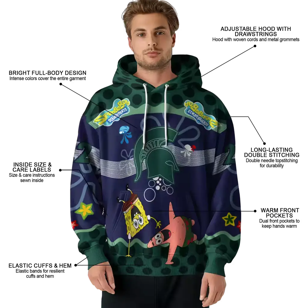 customized michigan state spartans spongebob patrick star green navy hoodie latest model customized michigan state spartans spongebob patrick star green navy hoodie latest model