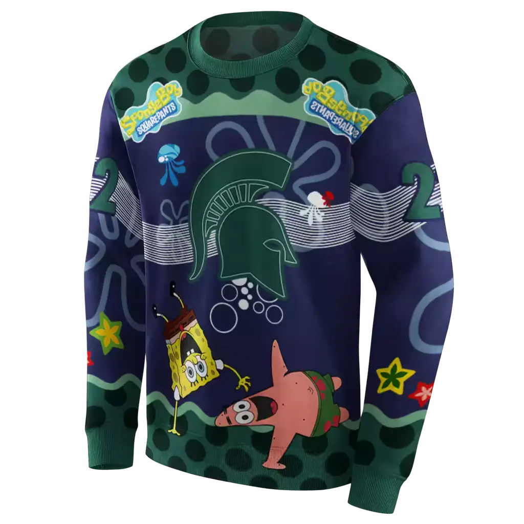 customized michigan state spartans spongebob patrick star green navy hoodie new arrival customized michigan state spartans spongebob patrick star green navy hoodie new arrival