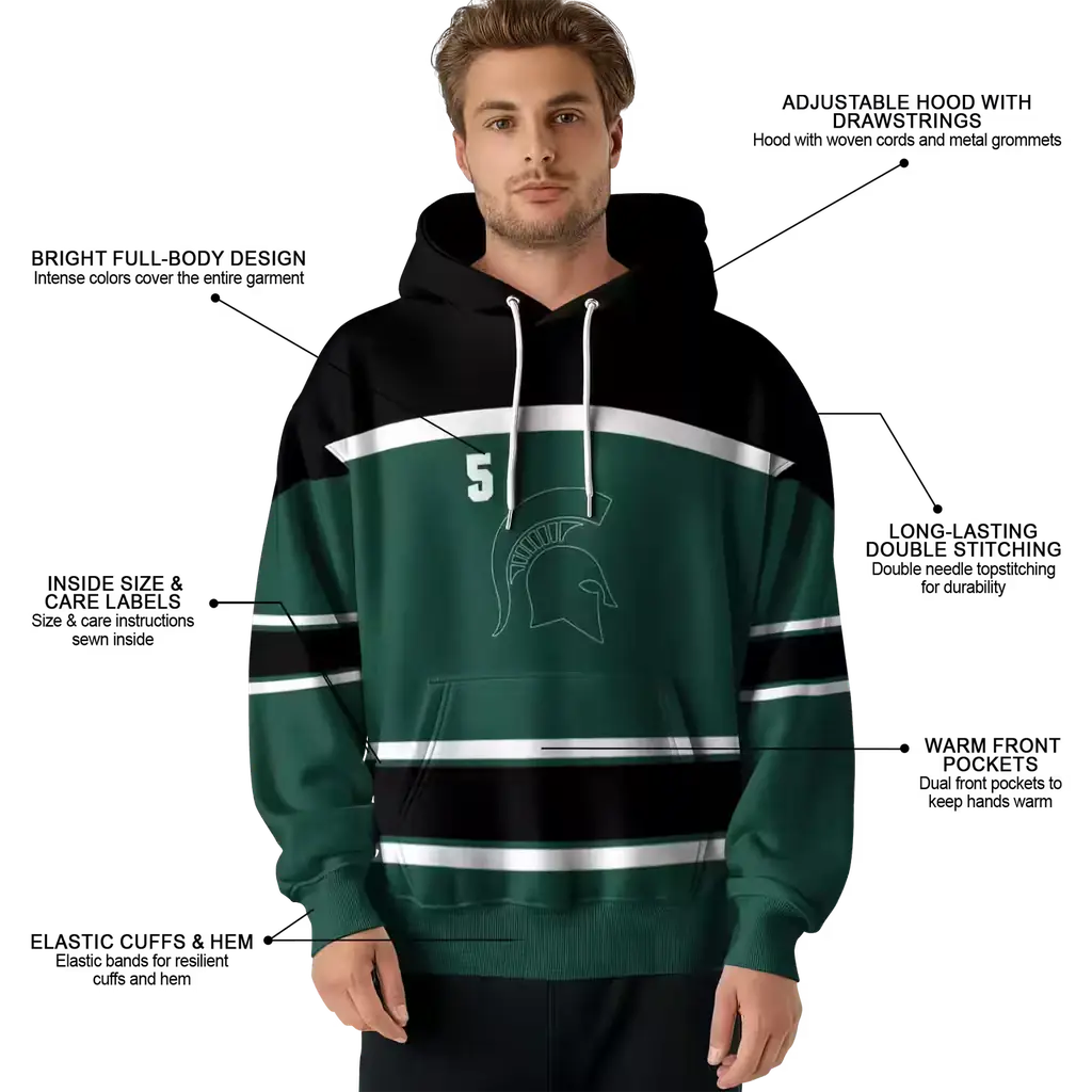 customized michigan state spartans striped pattern green hoodie latest model customized michigan state spartans striped pattern green hoodie latest model