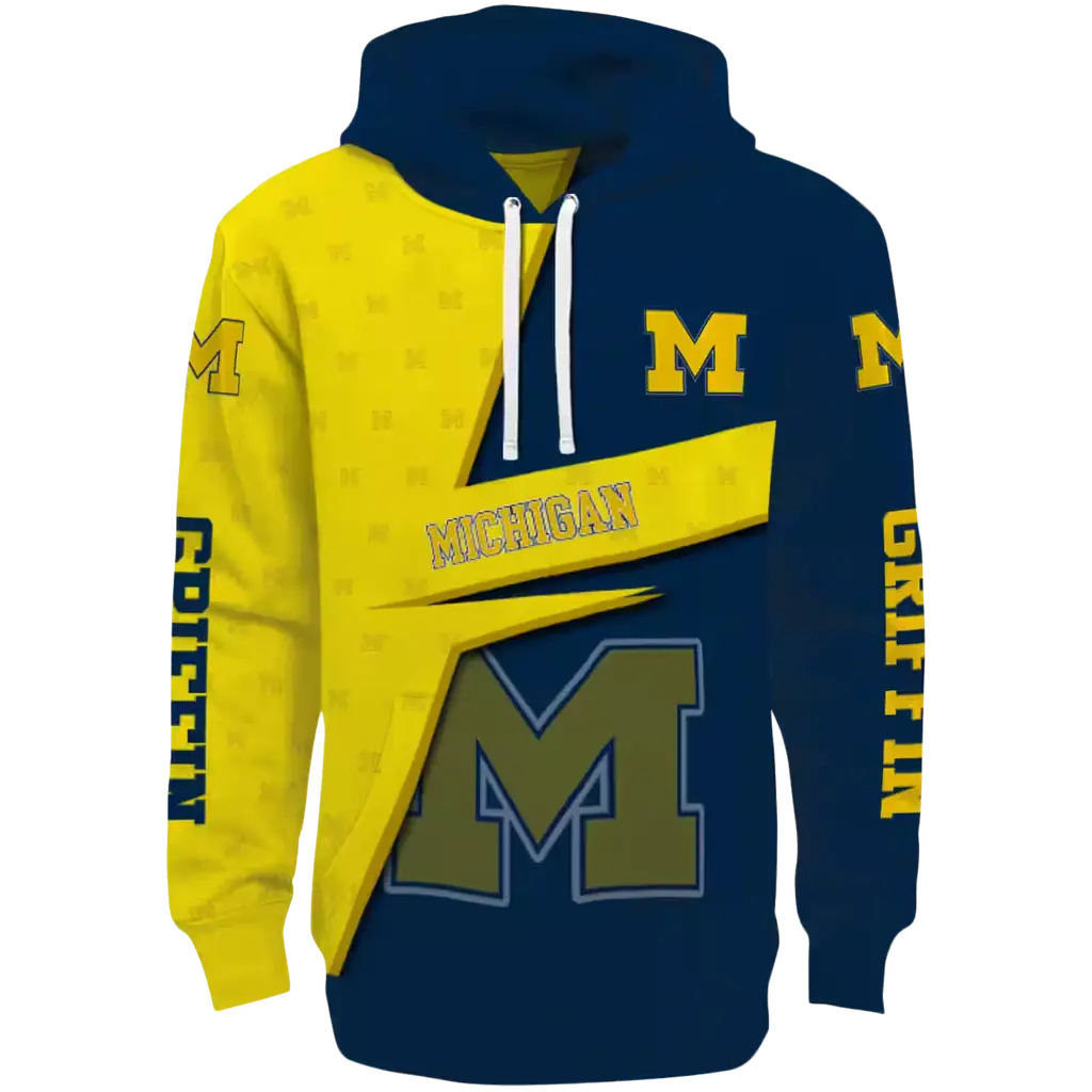 customized michigan wolverines abstract shape blue hoodie best selling customized michigan wolverines abstract shape blue hoodie best selling