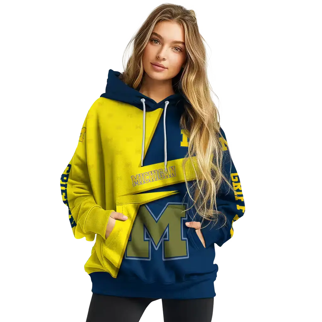 customized michigan wolverines abstract shape blue hoodie high quality customized michigan wolverines abstract shape blue hoodie high quality
