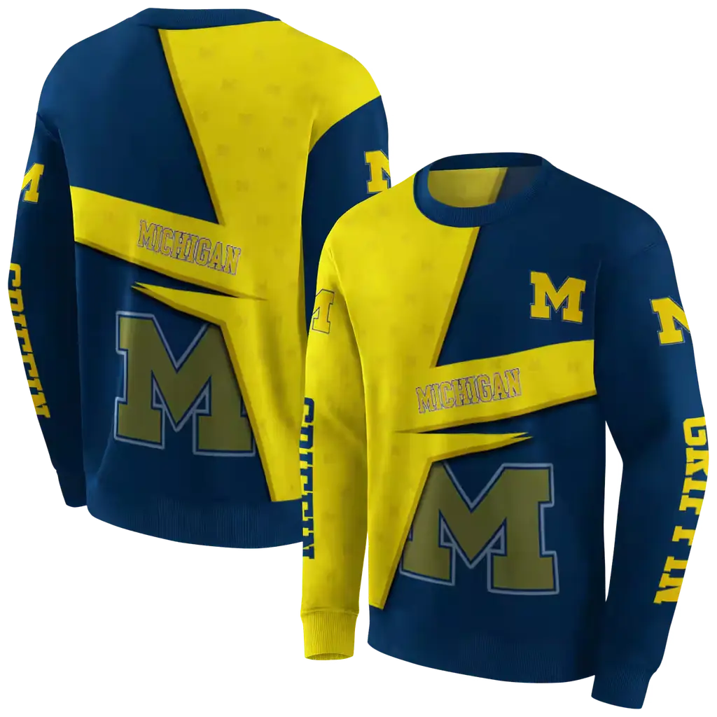 customized michigan wolverines abstract shape blue hoodie premium grade customized michigan wolverines abstract shape blue hoodie premium grade