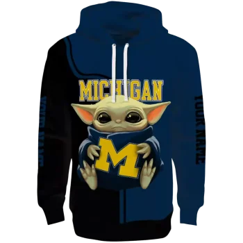customized michigan wolverines baby yoda blue black hoodie best selling