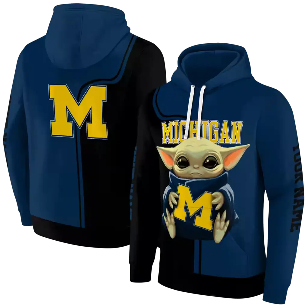 customized michigan wolverines baby yoda blue black hoodie fashion forward customized michigan wolverines baby yoda blue black hoodie fashion forward