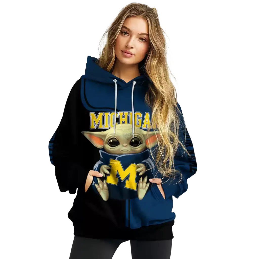 customized michigan wolverines baby yoda blue black hoodie high quality customized michigan wolverines baby yoda blue black hoodie high quality
