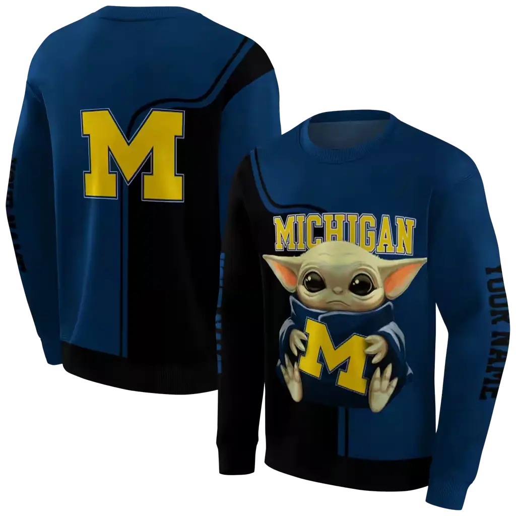 customized michigan wolverines baby yoda blue black hoodie premium grade customized michigan wolverines baby yoda blue black hoodie premium grade