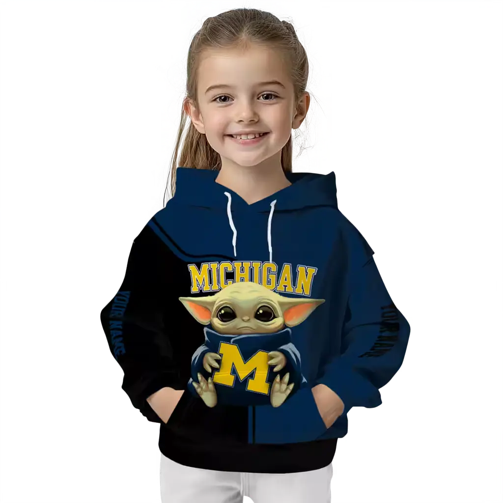 customized michigan wolverines baby yoda blue black hoodie top rated customized michigan wolverines baby yoda blue black hoodie top rated