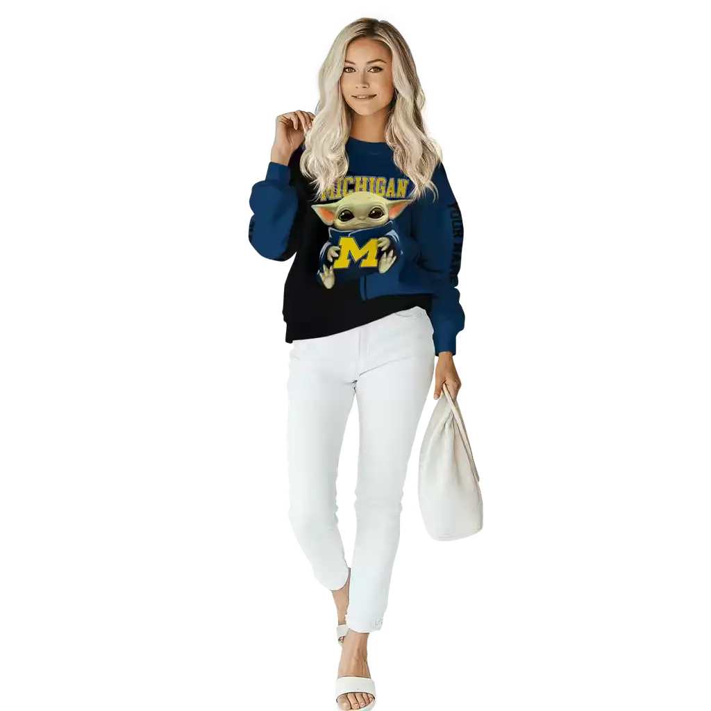 customized michigan wolverines baby yoda blue black hoodie trendy customized michigan wolverines baby yoda blue black hoodie trendy