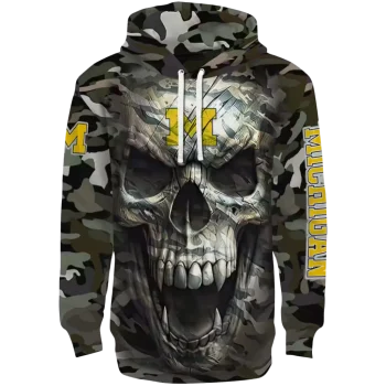 customized michigan wolverines camo skull hoodie best selling