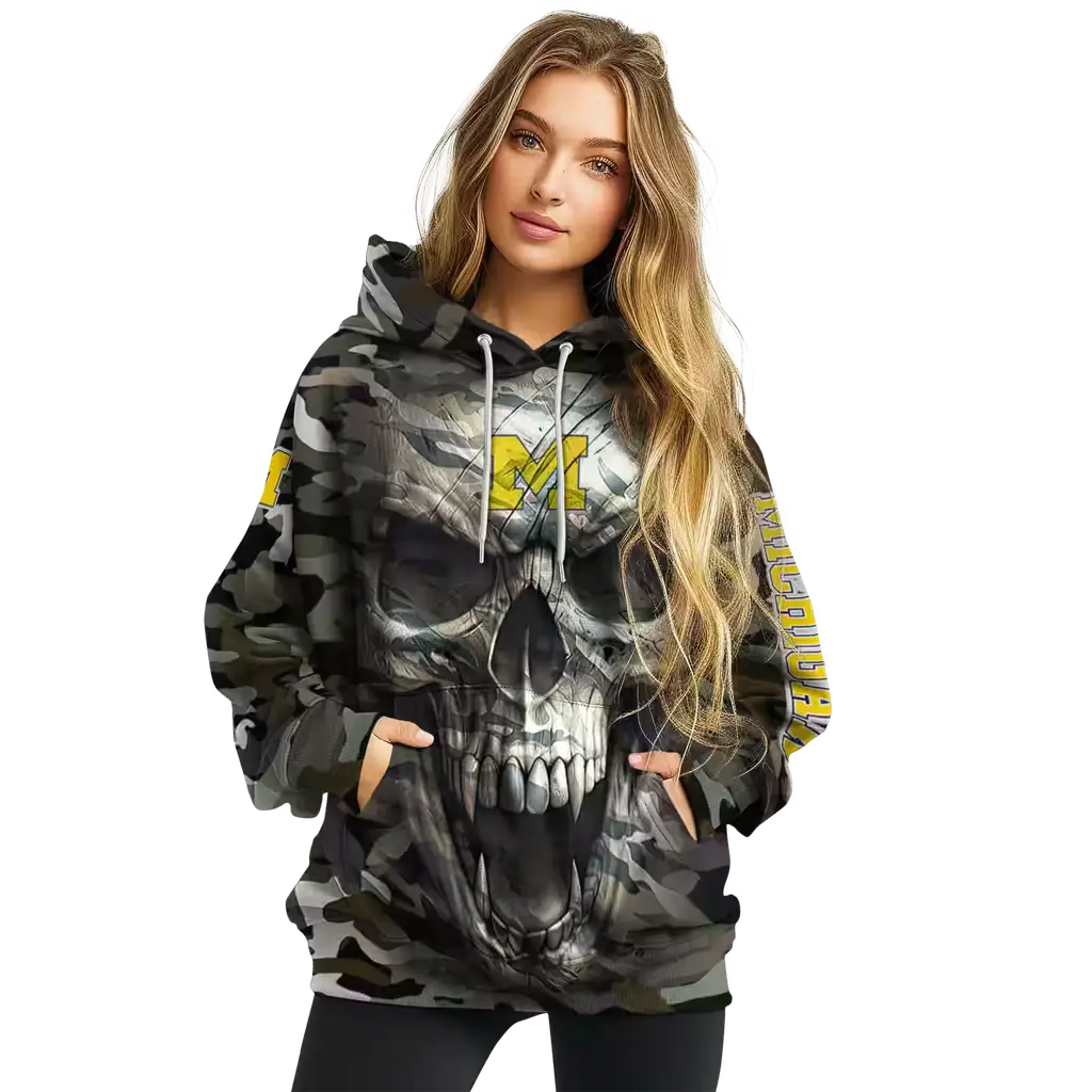 customized michigan wolverines camo skull hoodie high quality customized michigan wolverines camo skull hoodie high quality