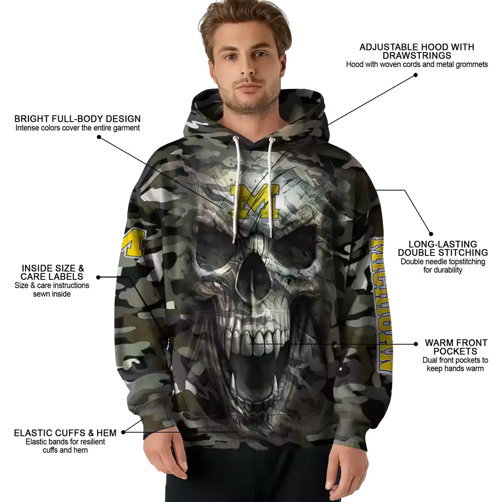 customized michigan wolverines camo skull hoodie latest model customized michigan wolverines camo skull hoodie latest model