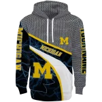 customized michigan wolverines hexagonal mesh blue black gray hoodie best selling