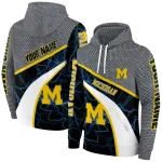 customized michigan wolverines hexagonal mesh blue black gray hoodie best selling