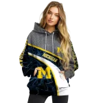 customized michigan wolverines hexagonal mesh blue black gray hoodie best selling