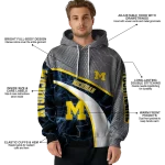 customized michigan wolverines hexagonal mesh blue black gray hoodie best selling