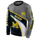 customized michigan wolverines hexagonal mesh blue black gray hoodie best selling