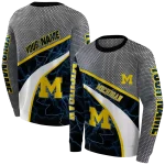 customized michigan wolverines hexagonal mesh blue black gray hoodie best selling