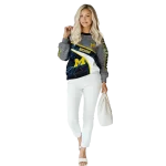 customized michigan wolverines hexagonal mesh blue black gray hoodie best selling