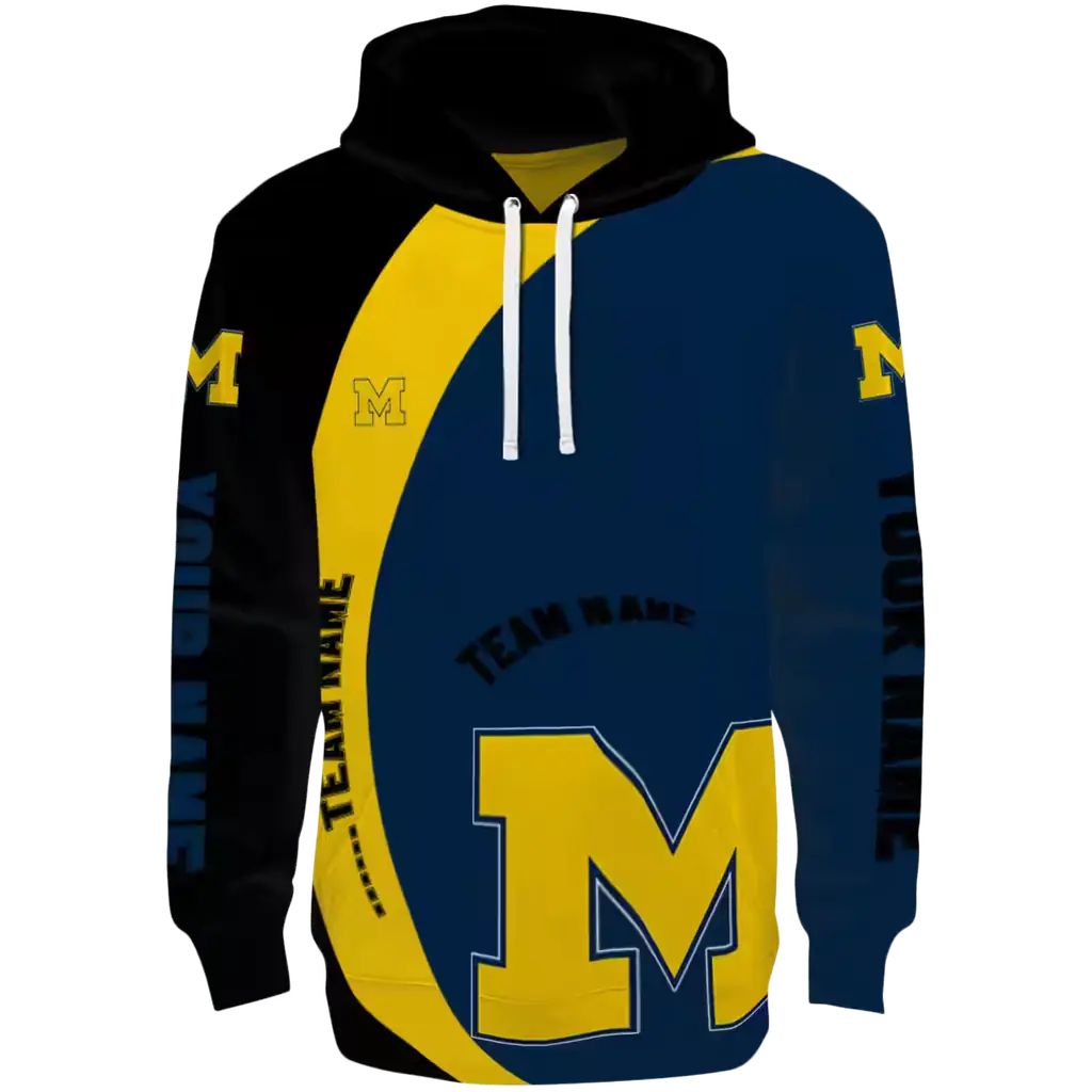 customized michigan wolverines minimalist design blue black hoodie best selling customized michigan wolverines minimalist design blue black hoodie best selling