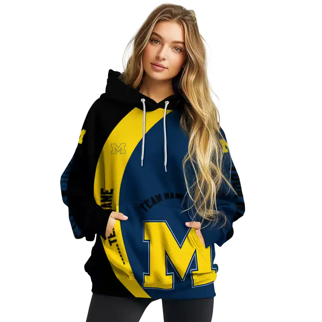 customized michigan wolverines minimalist design blue black hoodie high quality customized michigan wolverines minimalist design blue black hoodie high quality