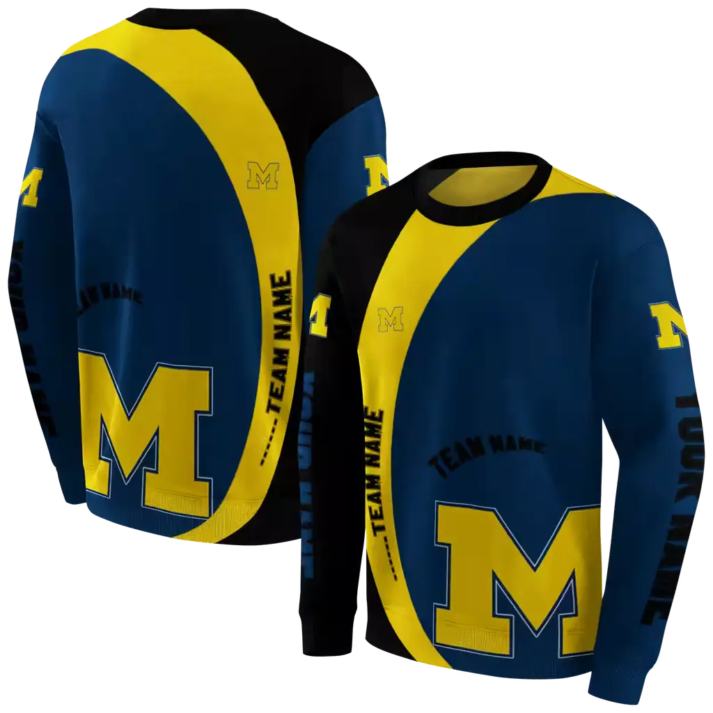 customized michigan wolverines minimalist design blue black hoodie premium grade customized michigan wolverines minimalist design blue black hoodie premium grade