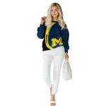 customized michigan wolverines minimalist design blue black hoodie best selling