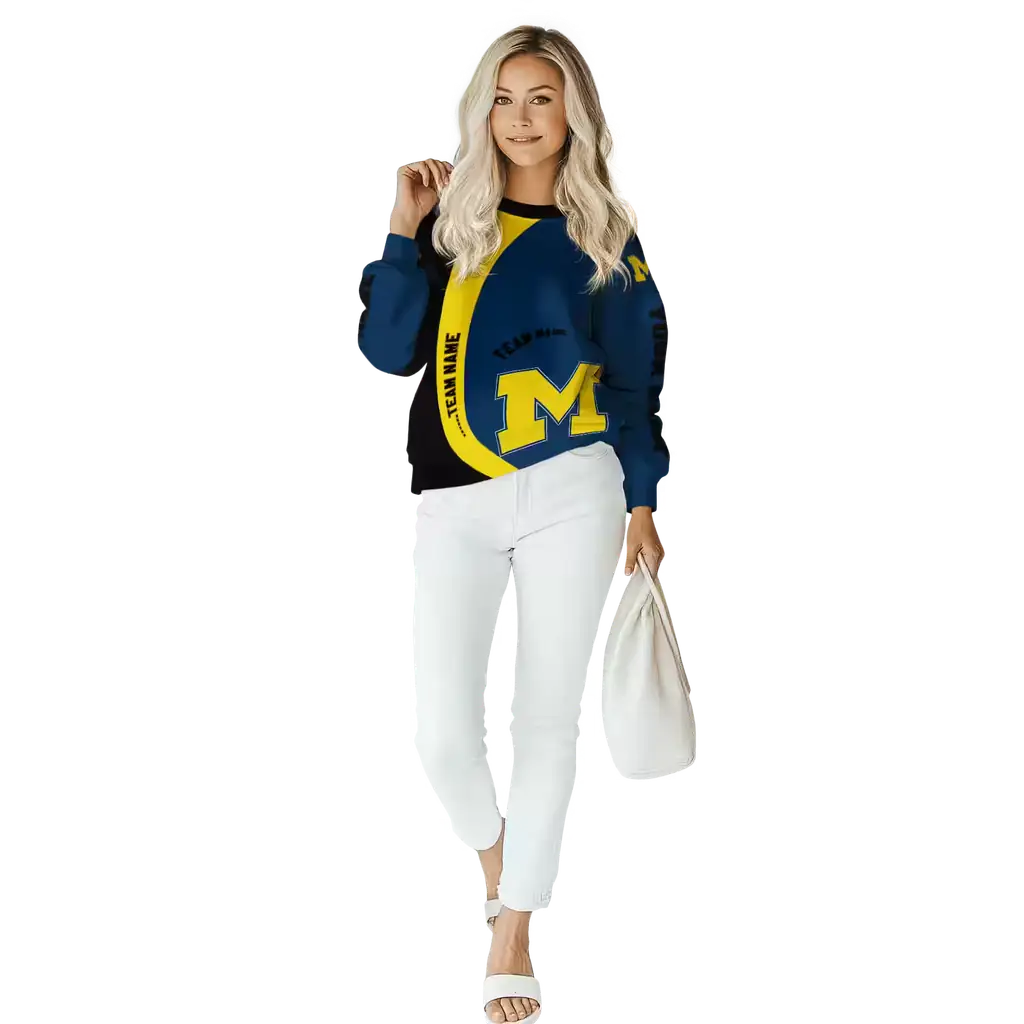 customized michigan wolverines minimalist design blue black hoodie trendy customized michigan wolverines minimalist design blue black hoodie trendy