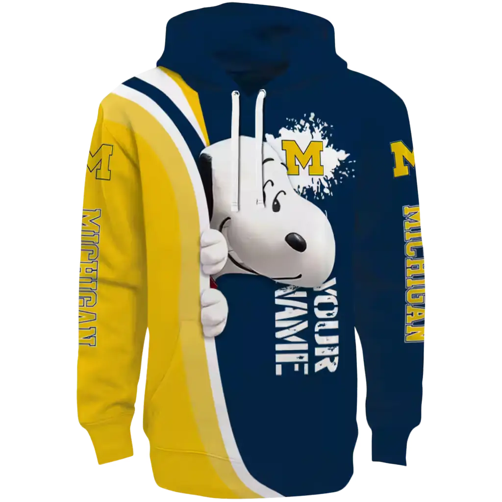 customized michigan wolverines peeking snoopy blue hoodie best selling customized michigan wolverines peeking snoopy blue hoodie best selling