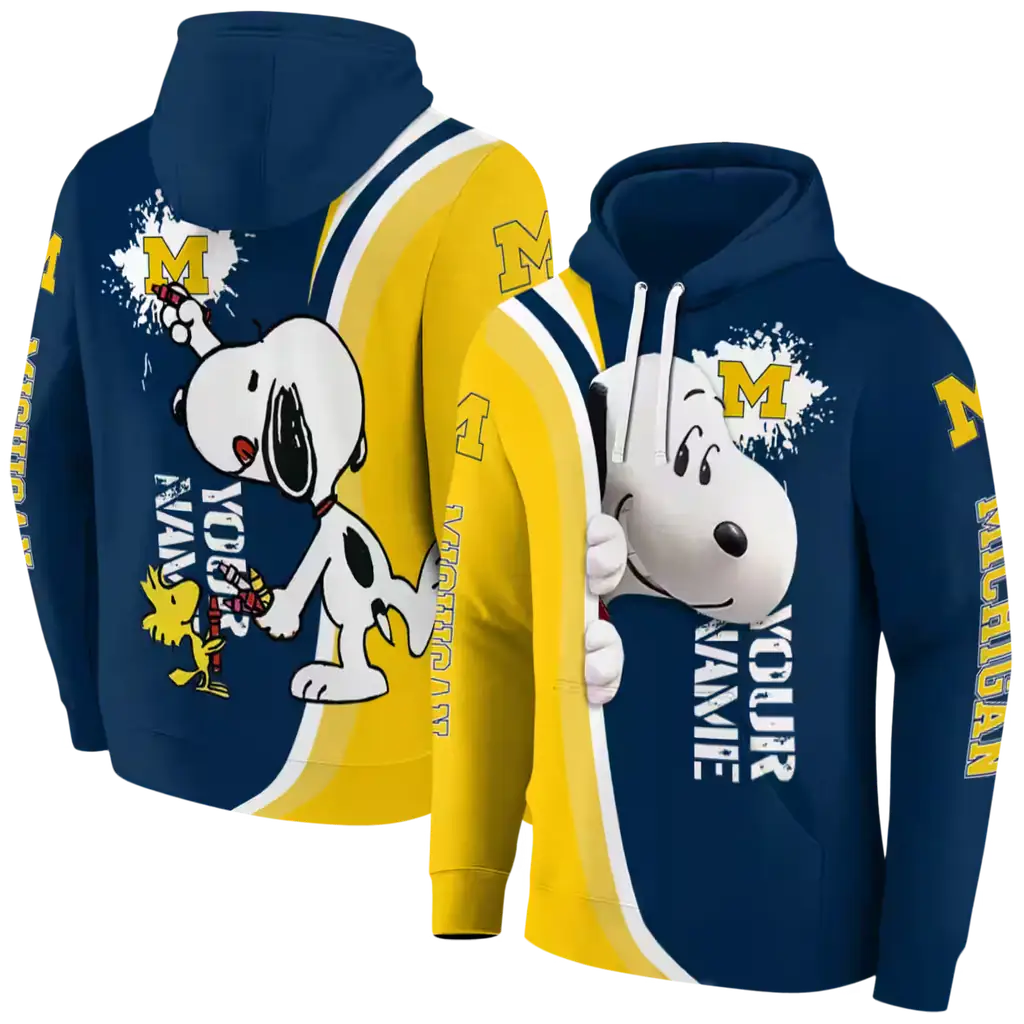 customized michigan wolverines peeking snoopy blue hoodie fashion forward customized michigan wolverines peeking snoopy blue hoodie fashion forward