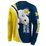 customized michigan wolverines peeking snoopy blue hoodie best selling