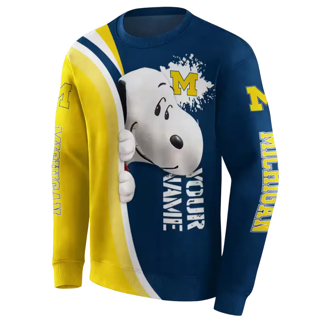 customized michigan wolverines peeking snoopy blue hoodie new arrival customized michigan wolverines peeking snoopy blue hoodie new arrival